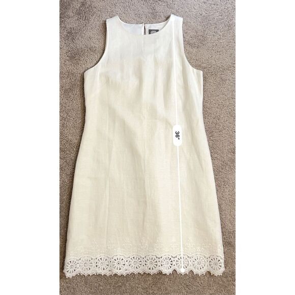 Women’s White Linen Blend Sheath Dress 8 - Picture 12 of 12